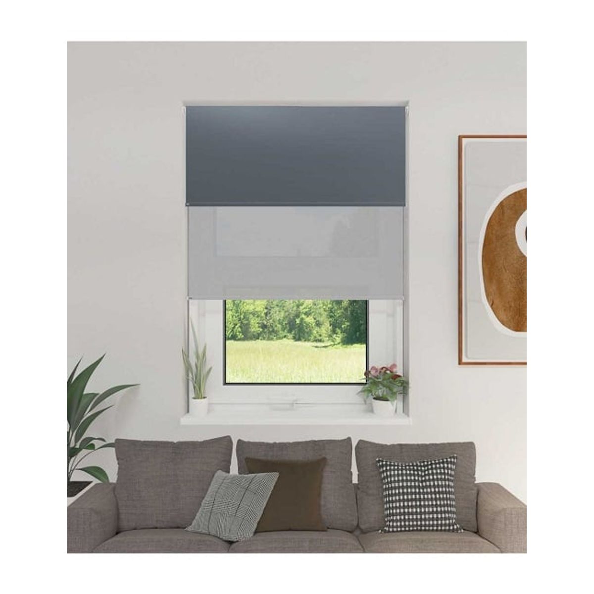 GENERICO - Cortina Roller Doble Blackout  Sunscreen 150x200 GRIS