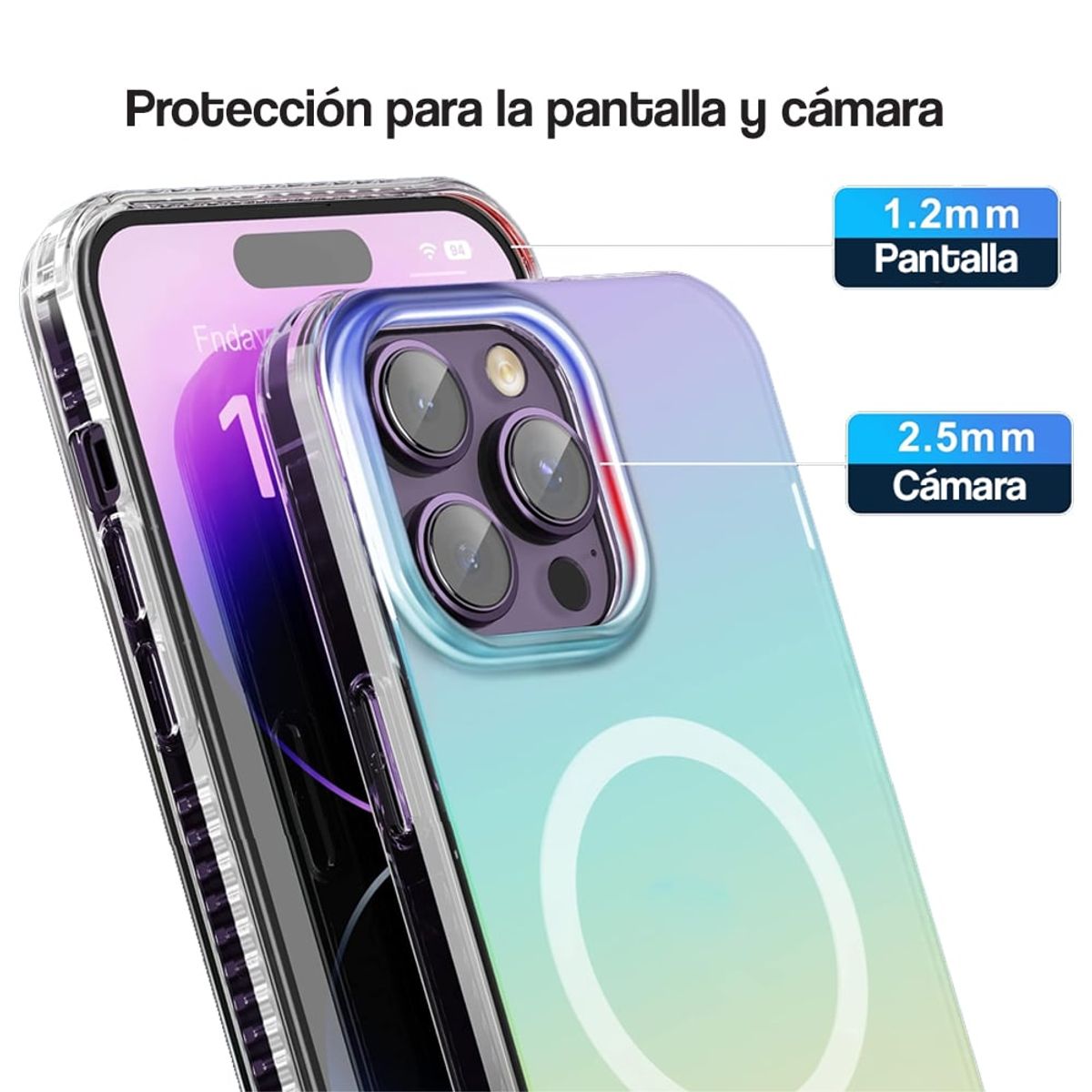 GENERICO - Carcasa Magsafe Para iPhone 15 Pro Max Multicolor Rosa Lila