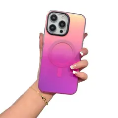 GENERICO - Carcasa Magsafe Para iPhone 15 Pro Multicolor Rosa Lila