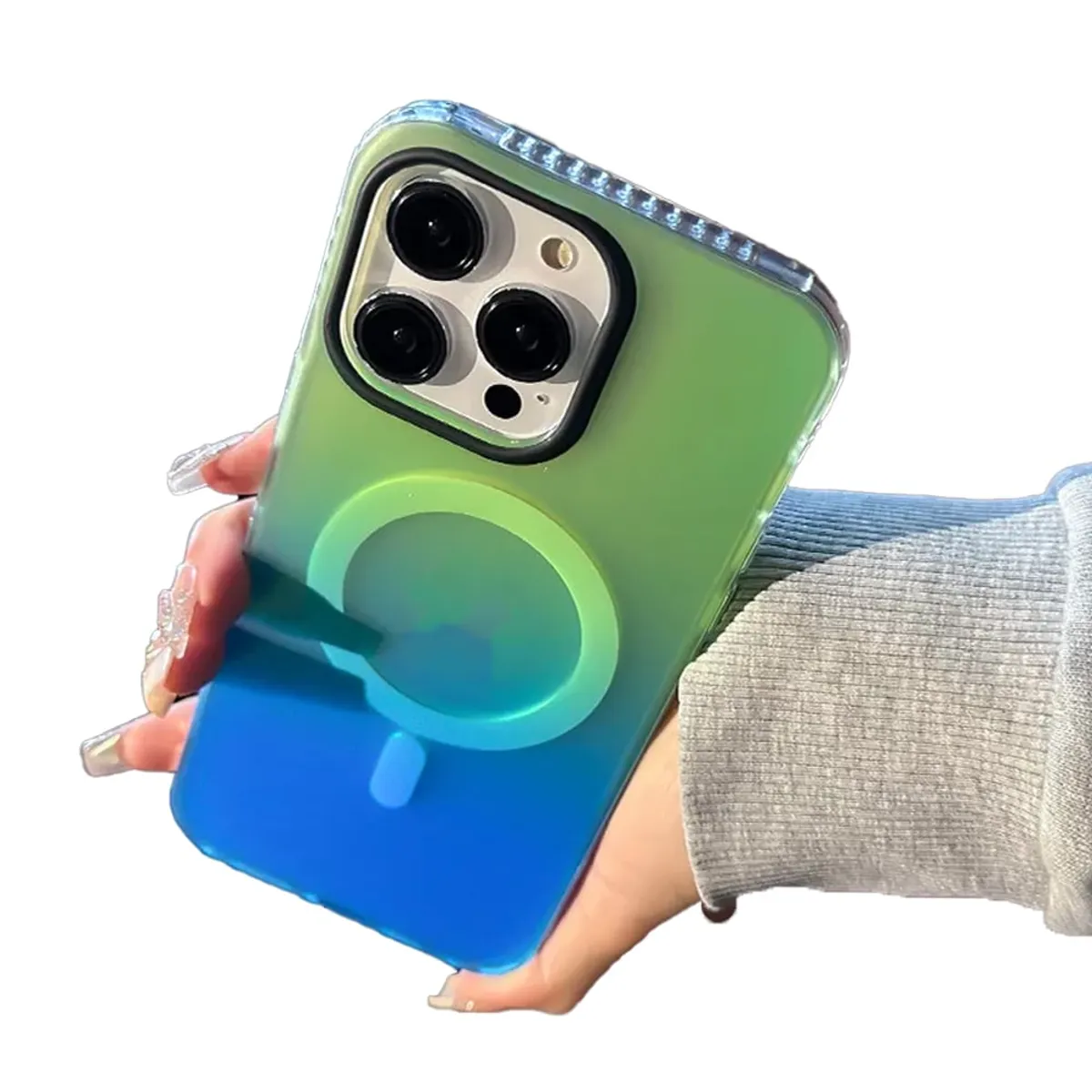 GENERICO - Carcasa Magsafe Para iPhone 15 Pro Max Multicolor Azul Verde