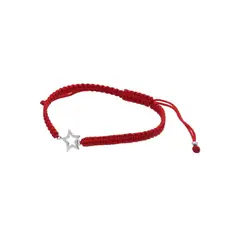 GENERICO - Pulsera De Macramé Roja Con Figura De Plata Estrella