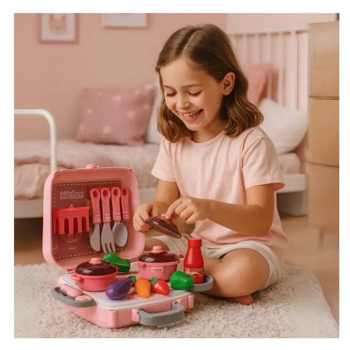 GENERICO - Set Cocina Infantil 3 En 1 Maletín Didáctico