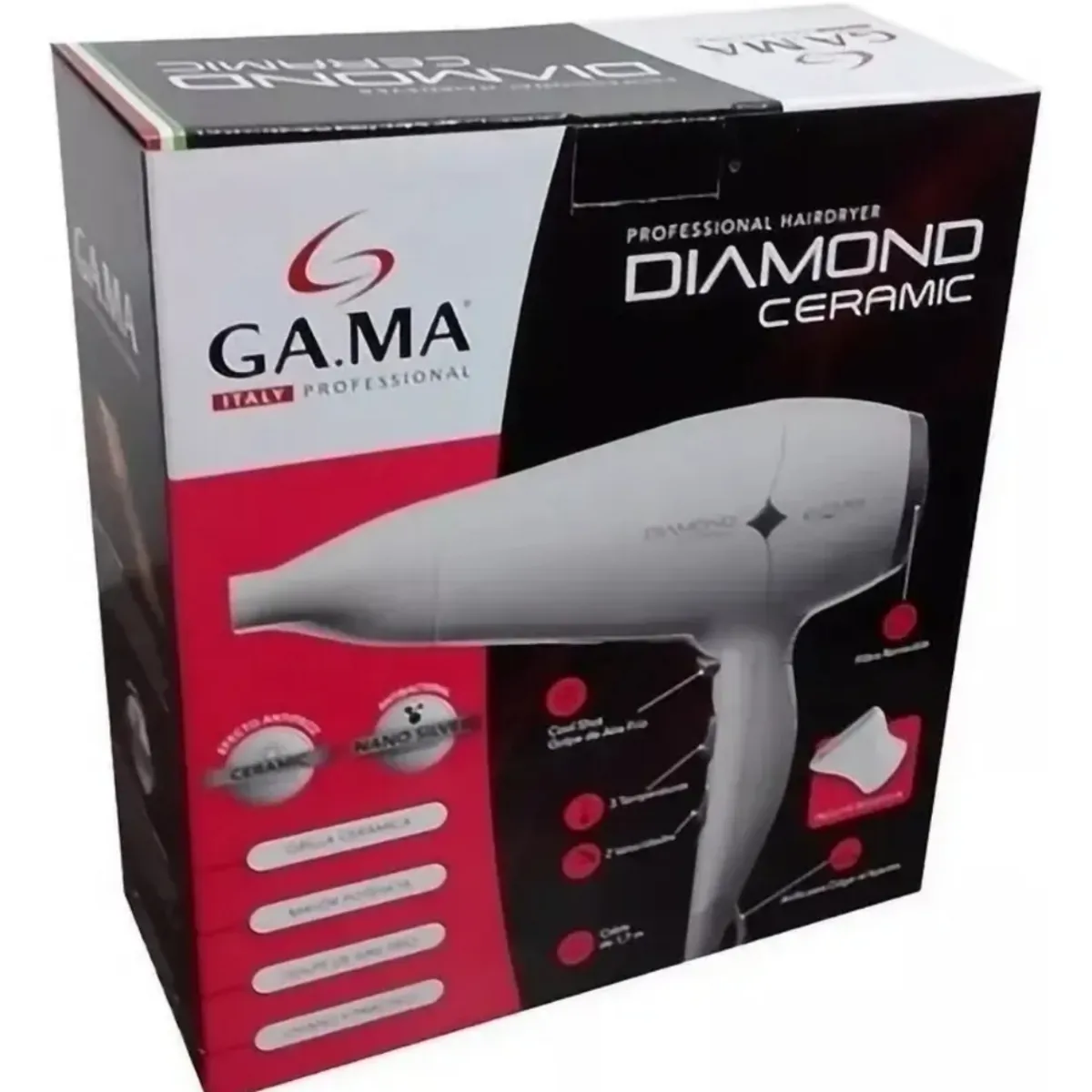 GAMA - Tricombo Gama Secador 2300 W + Alisador Cerámica + Rizador Nano Silver