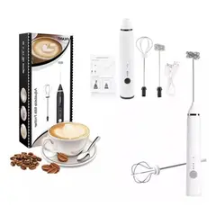 GENERICO - Mini Batidor Revolvedor De Café Y Espuma Leche Recargable Blanco
