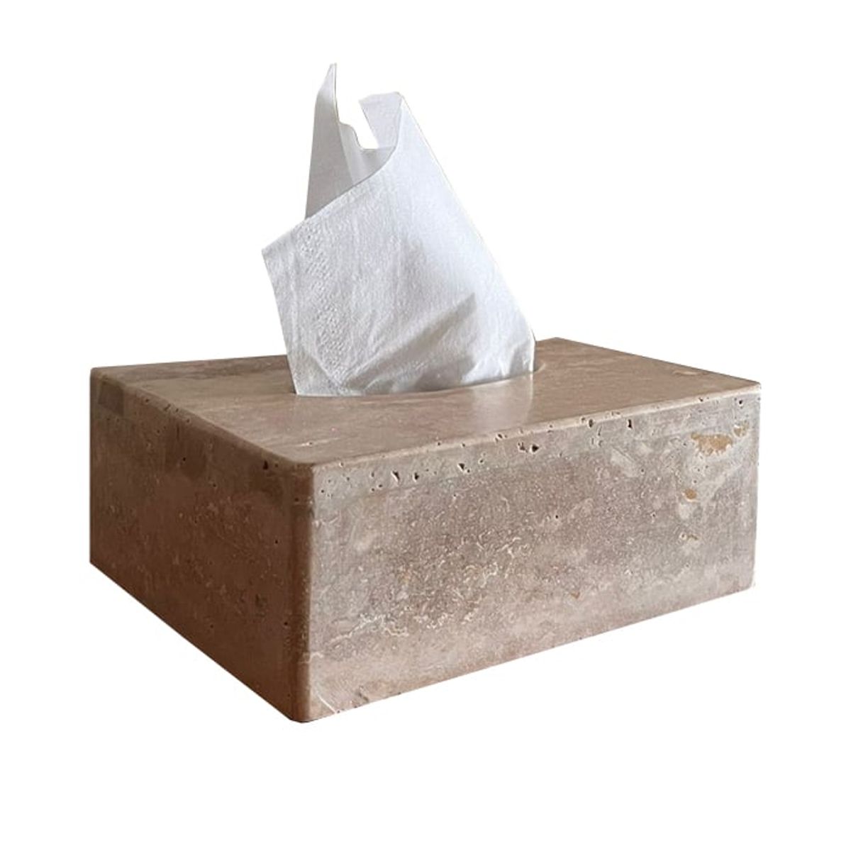 BM BRUNO MARMOL - Porta Pañuelos Desechables Mármol Travertino