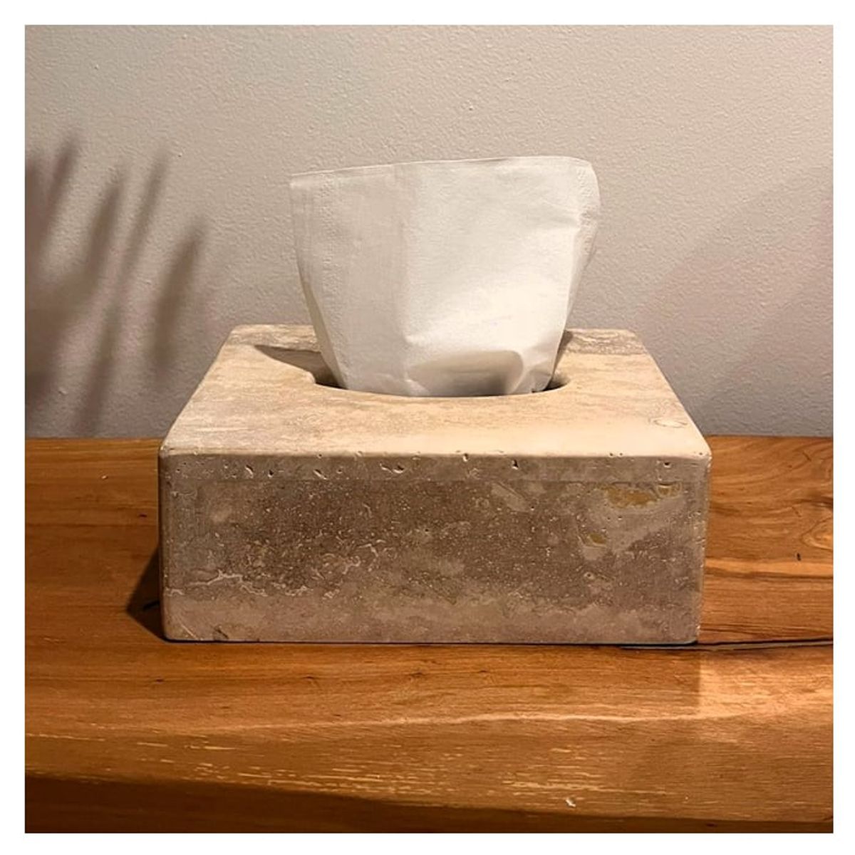 BM BRUNO MARMOL - Porta Pañuelos Desechables Mármol Travertino