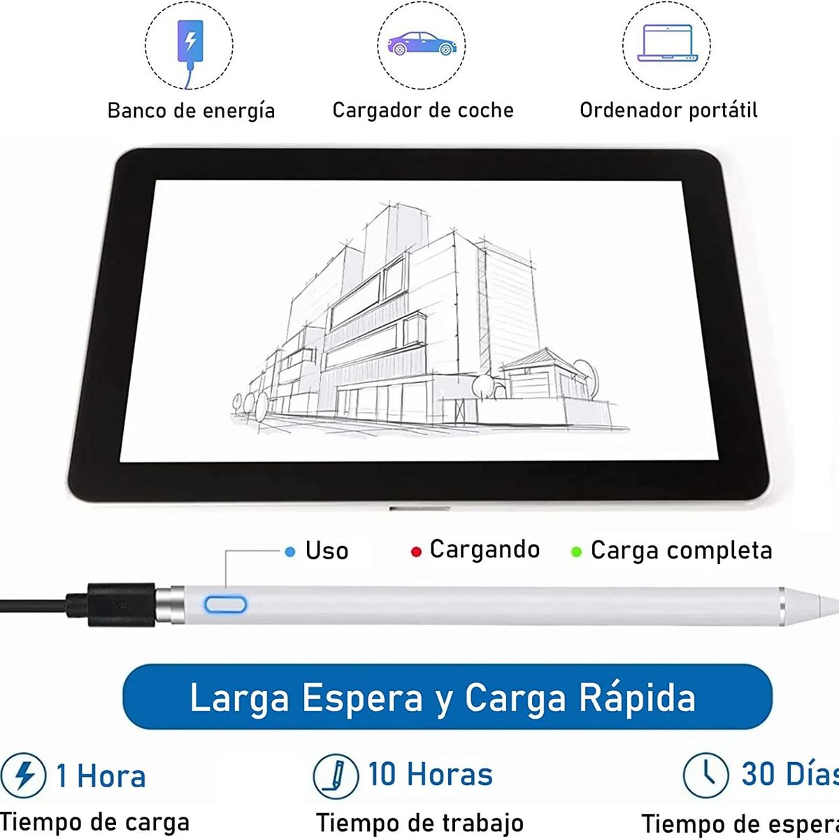 SLOWTON - Lápiz Pencil Touch Pen Para iPad Y Pantalla Tactil Tablet