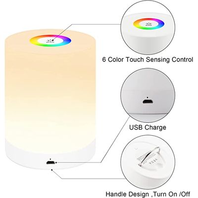 Imagen 2 del producto Luz De Noche Recargable 7 Colores Lámpara De Mesa Con Sensor