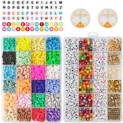 GENERICO - Juego De Cuentas 24 Colores Y Letras 6500 Kit Hacer Pulseras