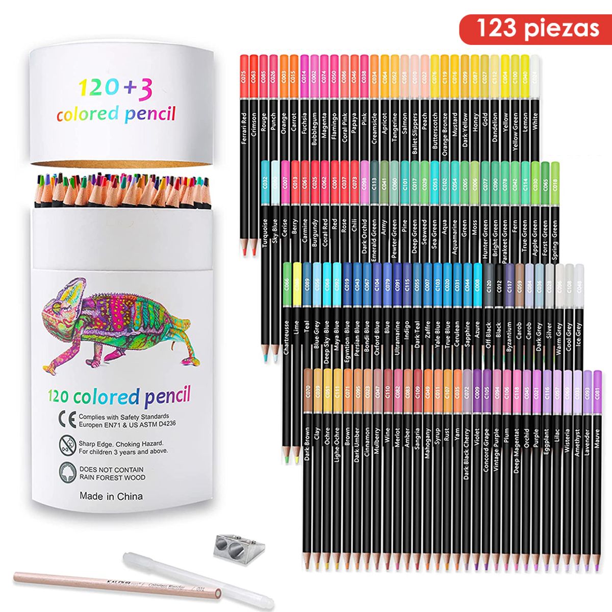 LUKOVEE - Set De Arte 120+3 Pzs Lápices De Color Profesional Dibujo