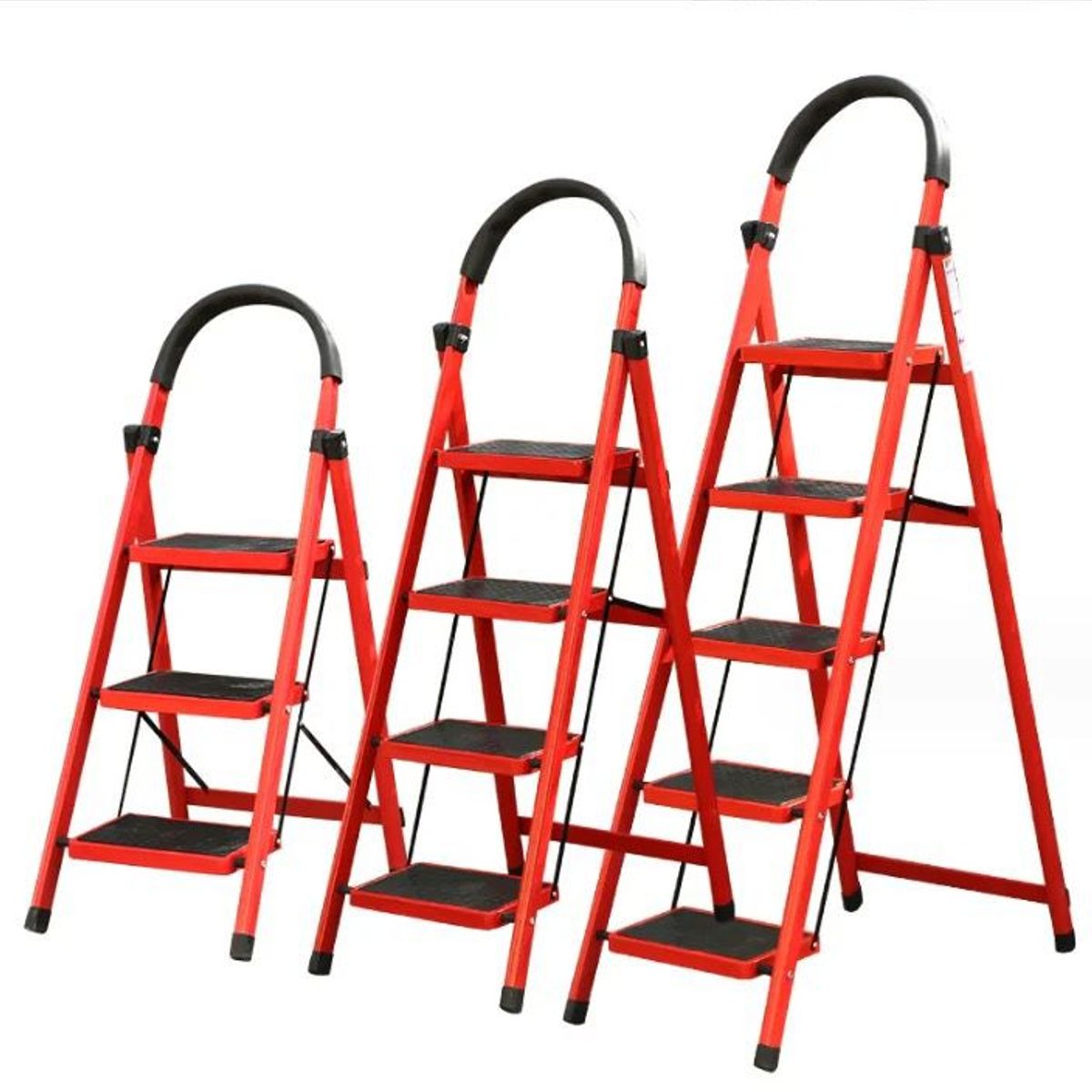 GENERICO - Escalera Plegable De Metal Roja 5 Niveles