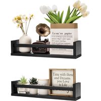 Repisas Flotantes De Madera Multifuncional Set de 2 Negro