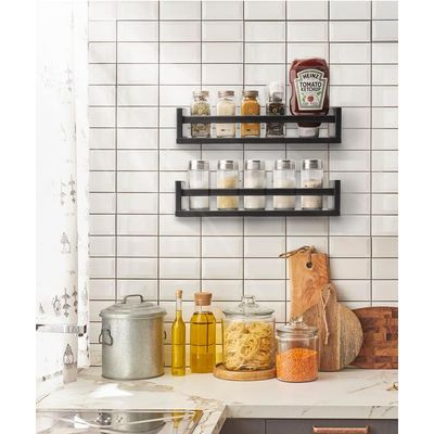 Imagen 2 del producto Repisas Flotantes De Madera Multifuncional Set de 2 Negro