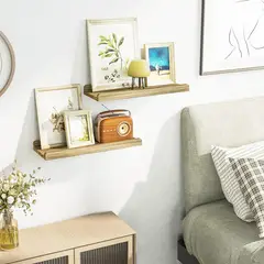 GENERICO - Repisas Flotantes De Madera Modernas Y Rusticas Macizas X2 Carbonizado
