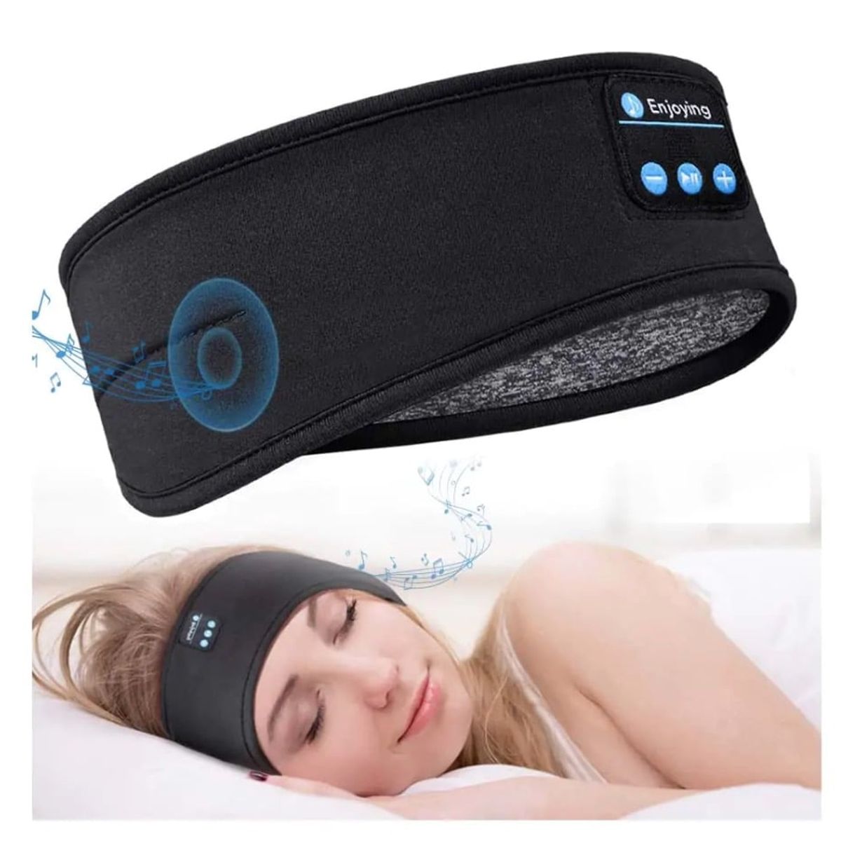 GENERICO - HeadBand Deportiva con Bluetooth 5.0 Para Dormir con Altavoz--negroUSB