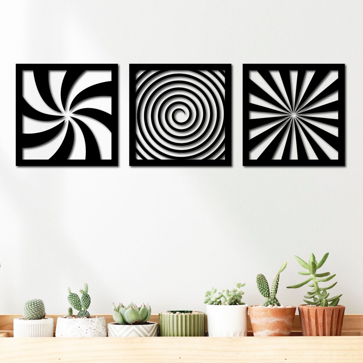 ELAB PROPIA - Set 3 Cuadros Ilusión Óptica 30x30cm c.u. - Madera Fun Republic