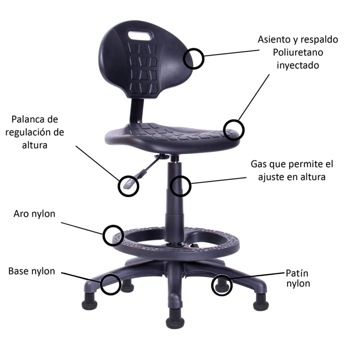 BOOKSTORE - Silla Cajero Tulipa con patines  Fija  Bookstore