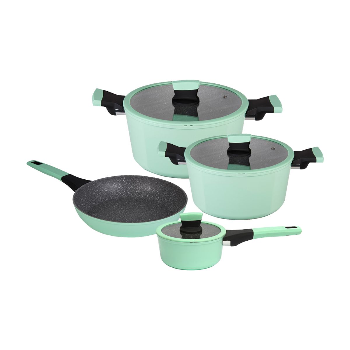 KITCHENWARE - BATERIA DE COCINA 7 PIEZAS SOHO MINT ALUMINIO FORJADO