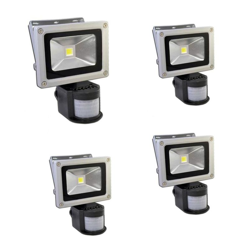 GREEN E - Foco Exterior Led 10W con Sensor Luz Fría Pack de 4 Unidades