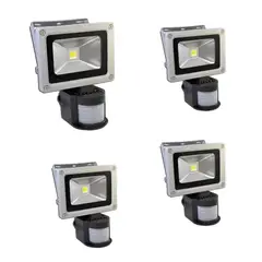 GREEN E - Foco Exterior Led 10W con Sensor Luz Fría Pack de 4 Unidades