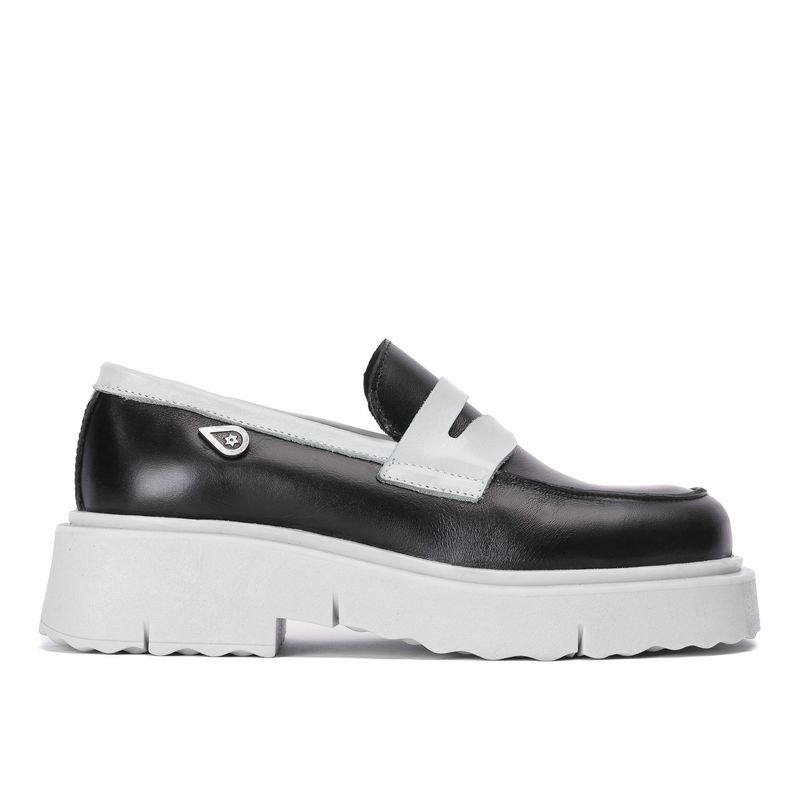 LANDAZURI - Mocasín Cuero Mármara Negro Celeste Landazuri