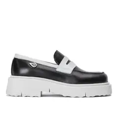 LANDAZURI - Mocasín Cuero Mármara Negro Celeste
