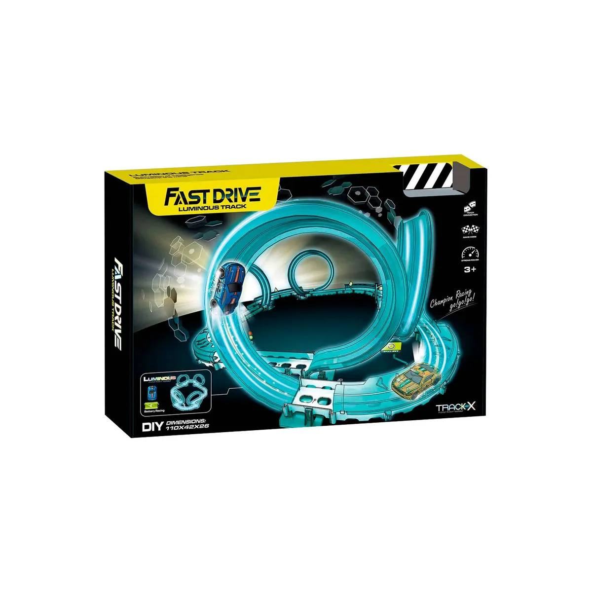 MAGNETICS - Pista De Auto Luminosa Con 4 Loops Y Un Auto De Carreras
