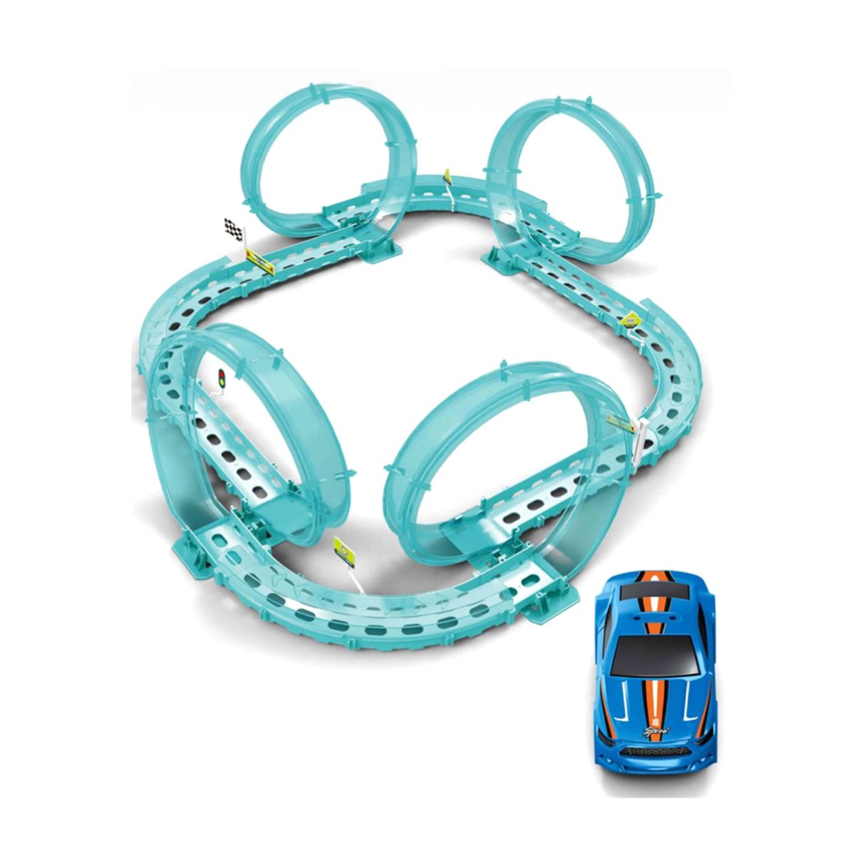 MAGNETICS - Pista De Auto Luminosa Con 4 Loops Y Un Auto De Carreras