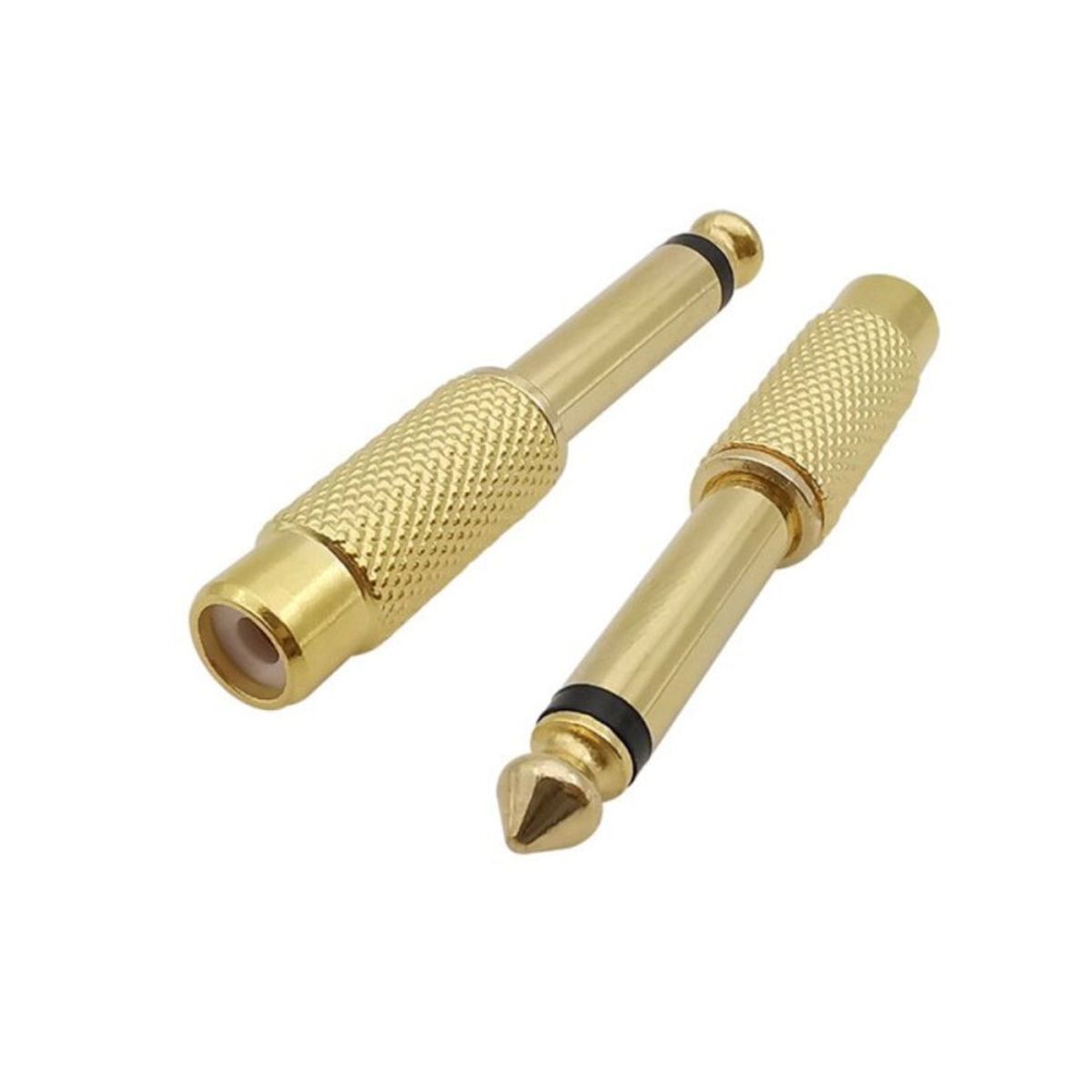 GENERICO - Conector de Audio Par Jack Mono  a RCA hembra Color Oro Beat Tools