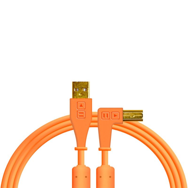 GENERICO - Cable USB-A a USB-B15 Metros Angulo Naranjo Chroma Cables DJ Techtool