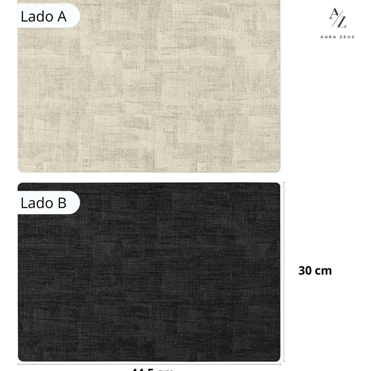 AZ AURAZEUS - Set 4 Individuales Ecocuero Impermeables Antimanchas Reversibles AZ