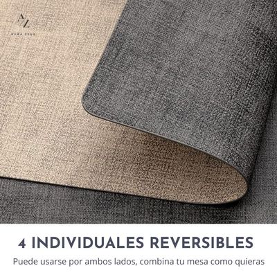 Imagen 2 del producto Set 4 Individuales Ecocuero Impermeables Antimanchas Reversibles