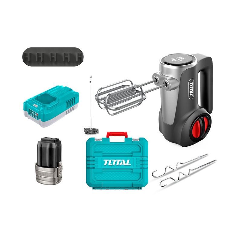 TOTAL TOOLS - Batidora 7 Velocidades Inalámbrica + Bat 2ah 16v + Carg + 5 Acc TOTAL