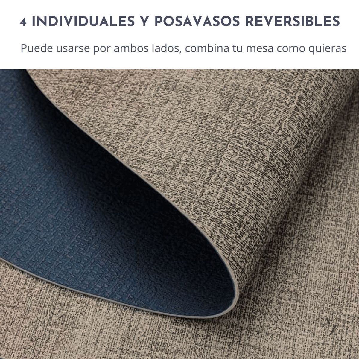 AZ AURAZEUS - Set 4 Individuales + 4 Posavasos Impermeables Antimanchas 2 en 1 Az