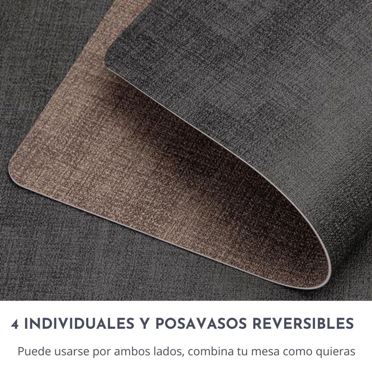 AZ AURAZEUS - Set 4 Individuales + 4 Posavasos Impermeables Antimanchas 2 en 1 AZ