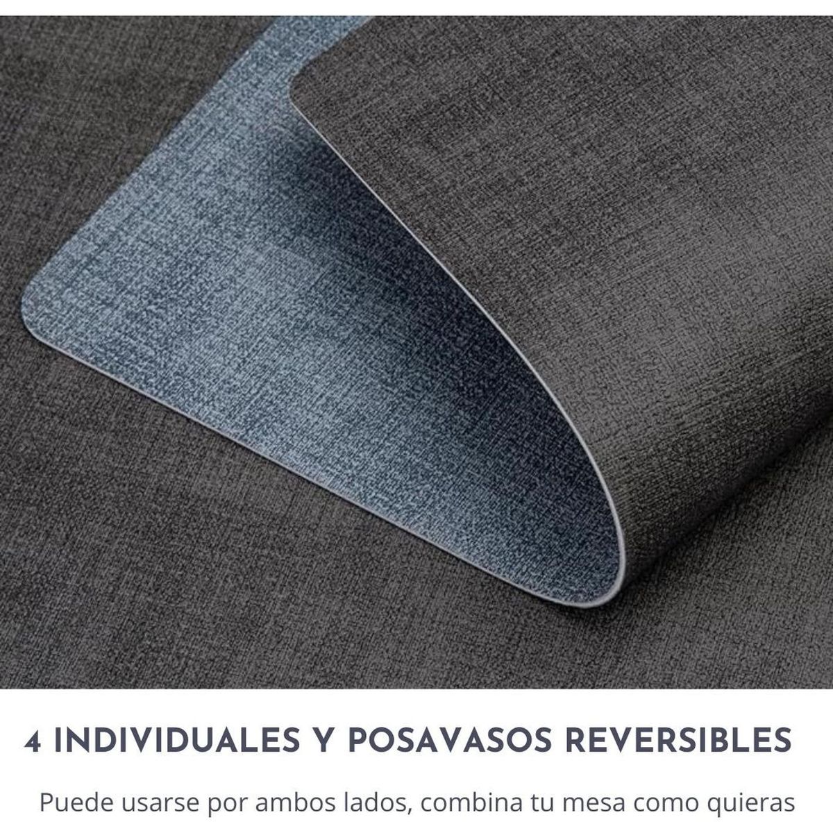 AZ AURAZEUS - Set 4 Individuales + 4 Posavasos Impermeables Antimanchas 2 en 1