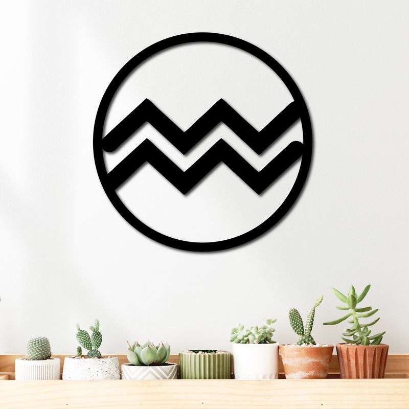 ELAB PROPIA - Cuadro Decorativo Signo Del Zodiaco Acuario 40cm - Madera Fun Republic