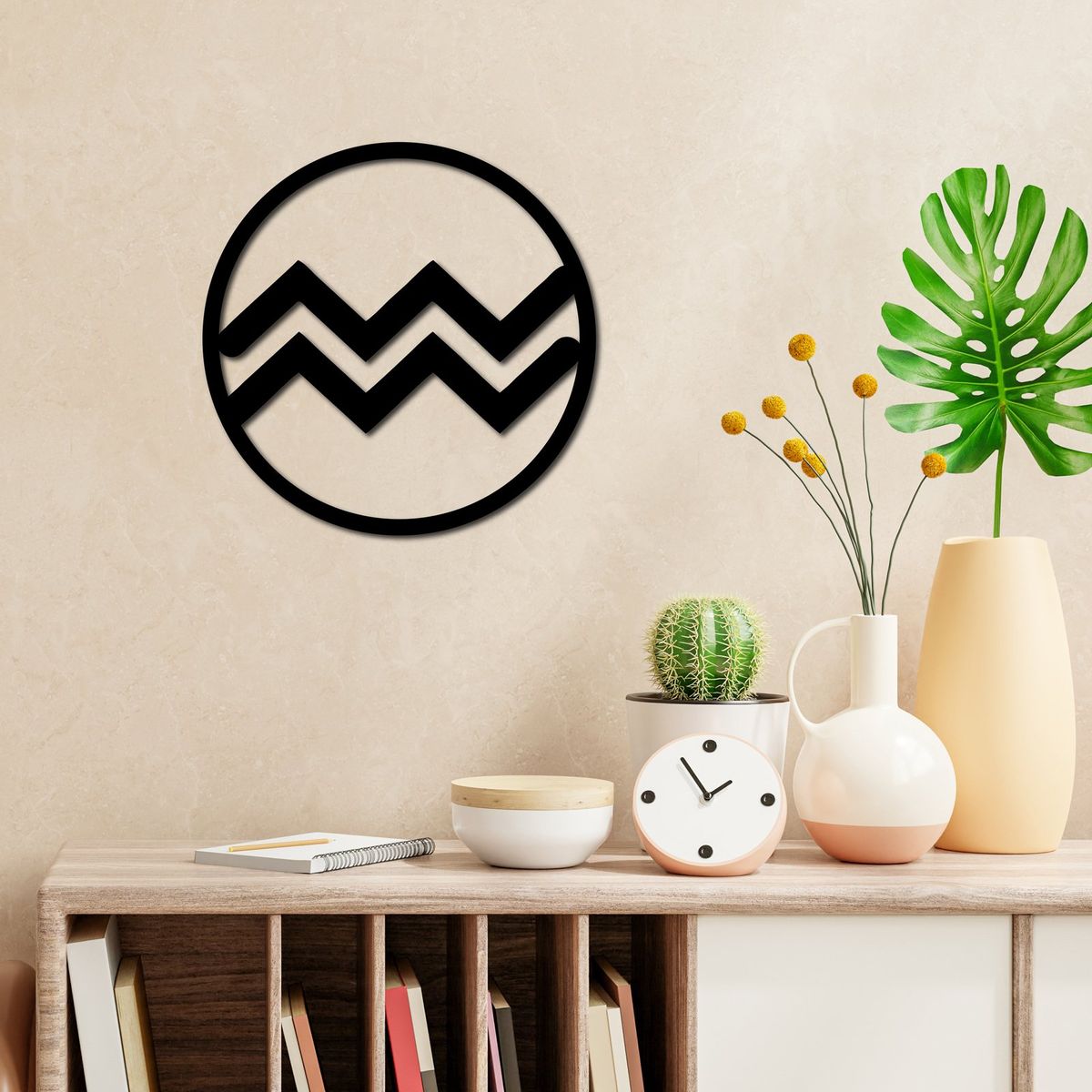 ELAB PROPIA - Cuadro Decorativo Signo Del Zodiaco Acuario 40cm - Madera Fun Republic