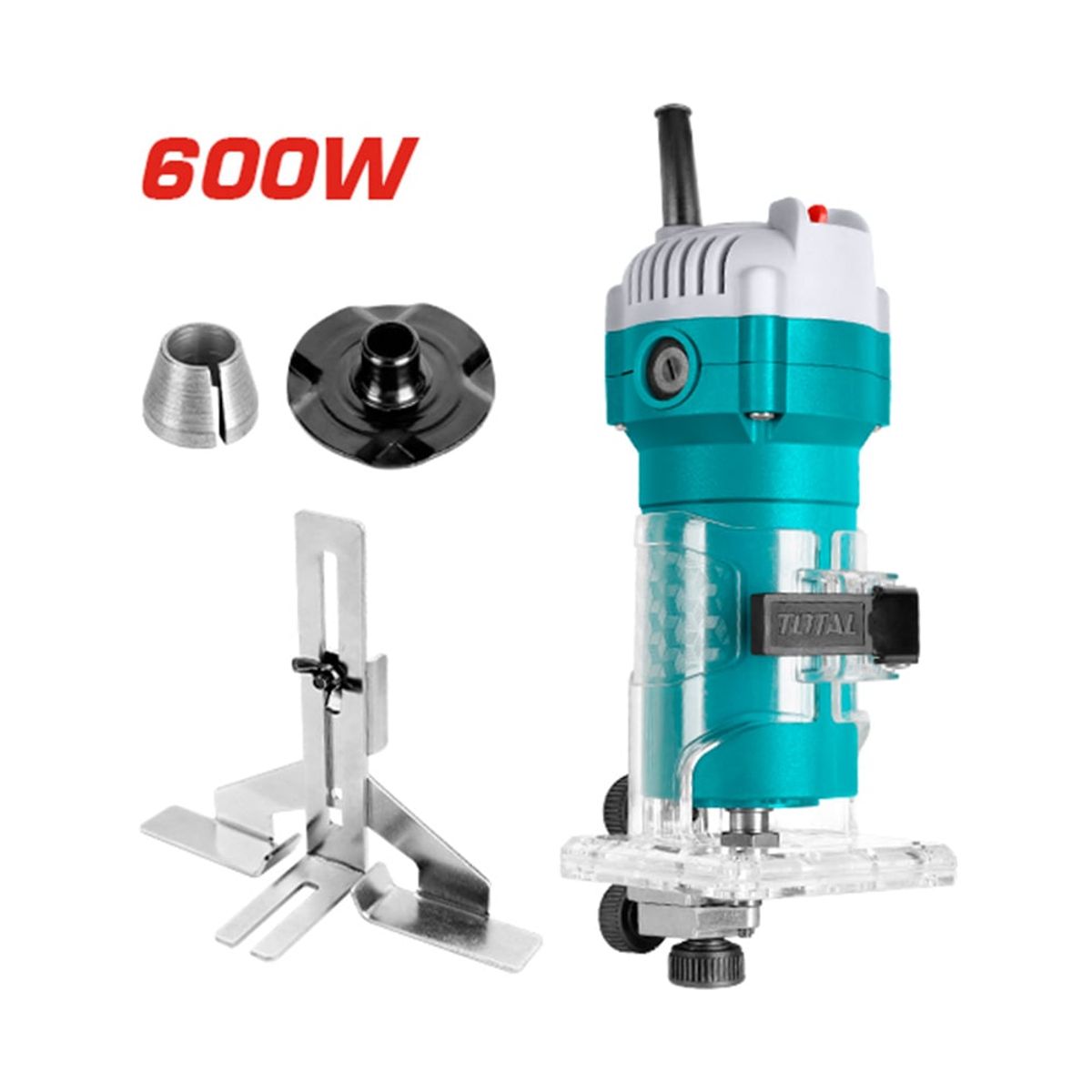 TOTAL TOOLS - Fresadora de Mano 600w 6mm Industrial + 7 Accesorios TOTAL