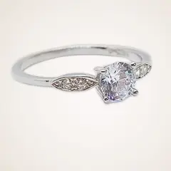 ELBAULDEJUMA - Anillo Plata fina ley S925 Solitario Compromiso circonio "AAA" talla 8
