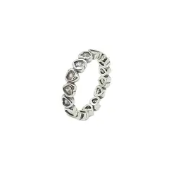ELBAULDEJUMA - Anillo Pila Plata 925 Corazones Zirconia Compromiso Talla 8