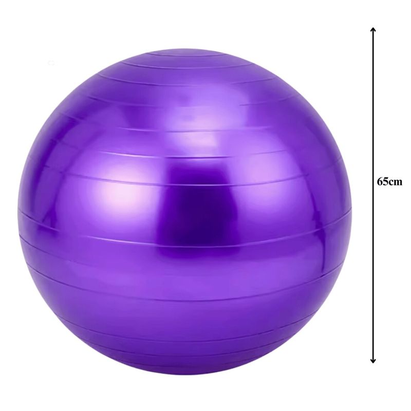 HOMESTAR - Pelota Ejercicio Balón Pilates YOGA 65 cm con Inflador - Morado