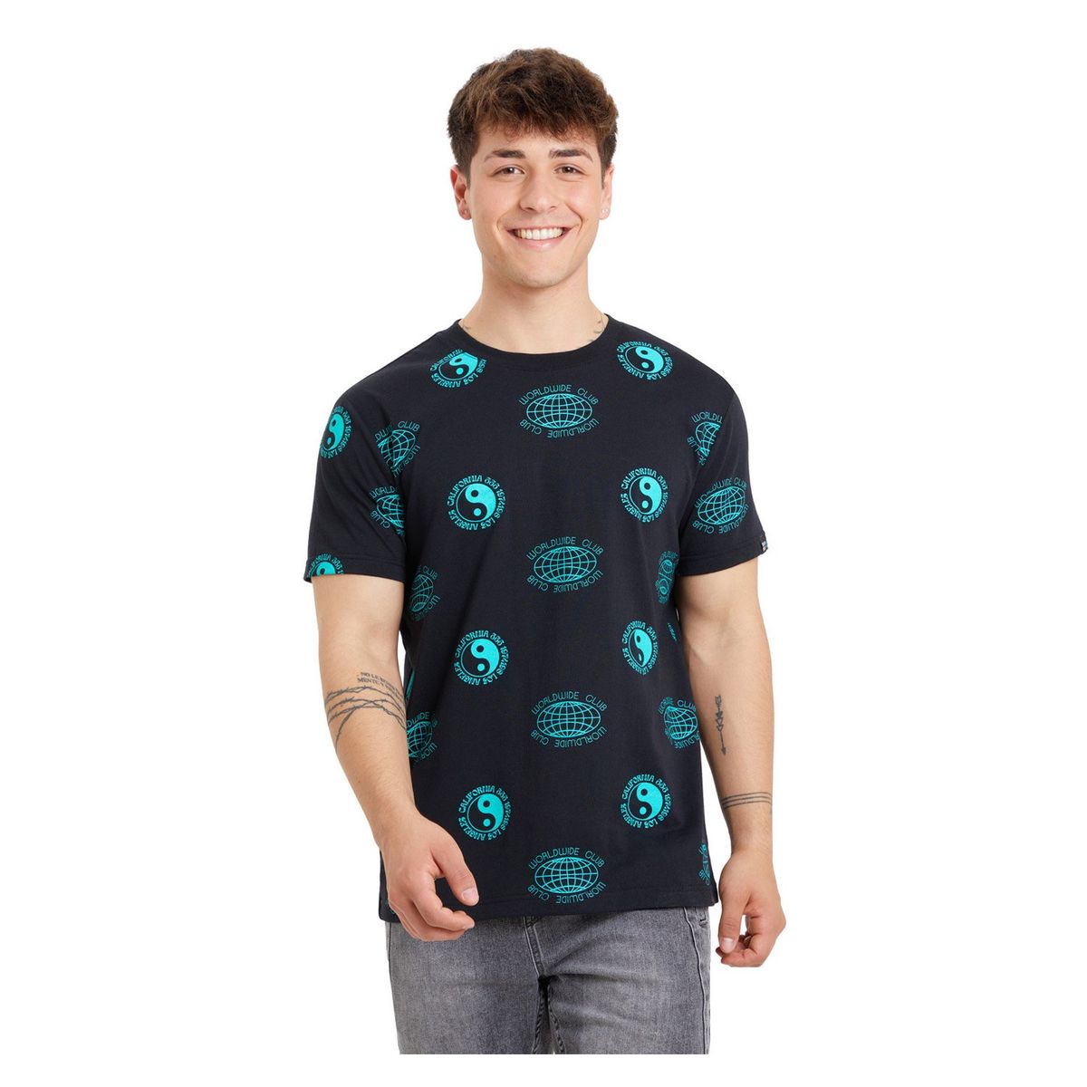FASHION'S PARK - Polera Hombre Print Negro V Fashion's Park