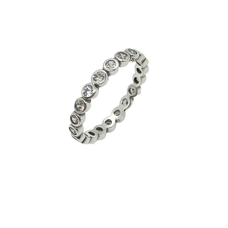 ELBAULDEJUMA - Anillo Pila Plata 925 Lujo Amor Zirconia Compromiso talla 7
