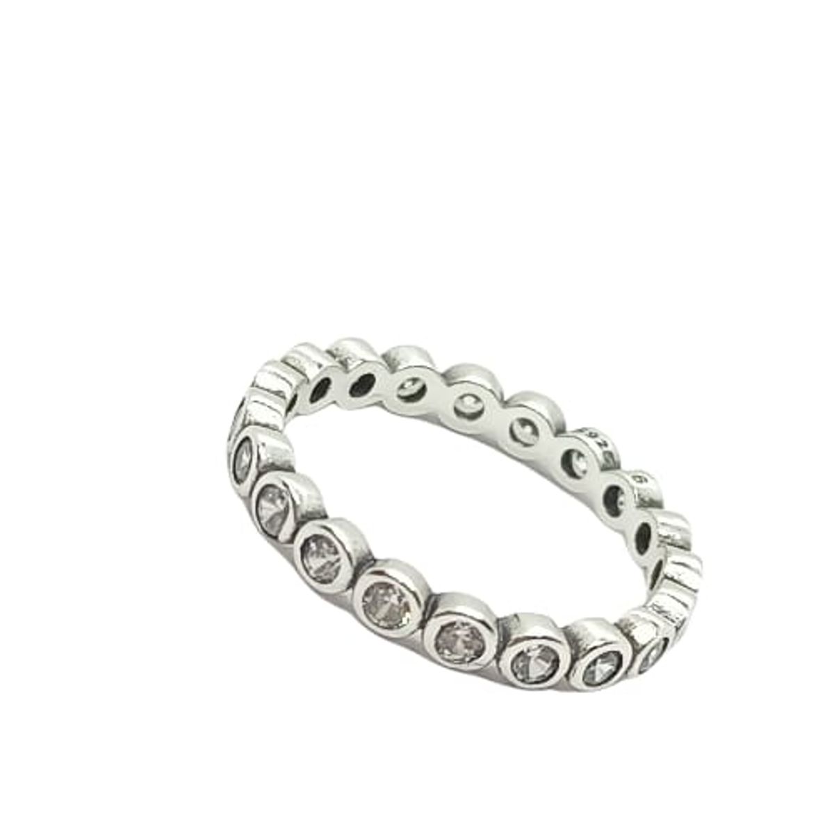 ELBAULDEJUMA - Anillo Pila Plata 925 Lujo Amor Zirconia Compromiso talla 8
