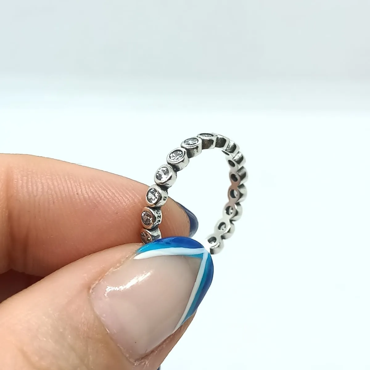 ELBAULDEJUMA - Anillo Pila Plata 925 Lujo Amor Zirconia Compromiso talla 8