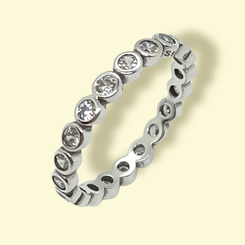 ELBAULDEJUMA - Anillo Pila Plata 925 Lujo Amor Zirconia Compromiso talla 9