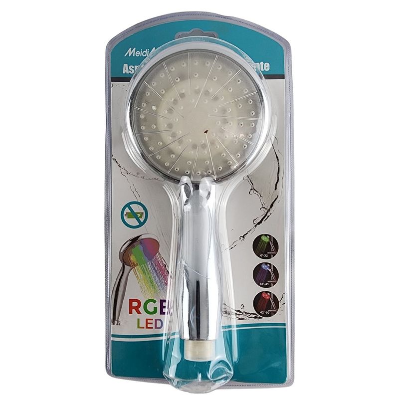 GENERICO - Cabezal de Ducha Grande LED RGB Mango Filtro Ahorro Agua