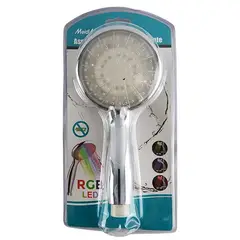 GENERICO - Cabezal de Ducha Grande LED RGB Mango Filtro Ahorro Agua