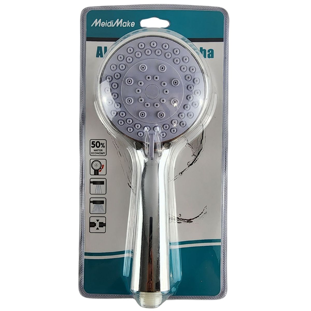 GENERICO - Mango para Ducha Plano Cromado 3 Posiciones Ahorro Agua